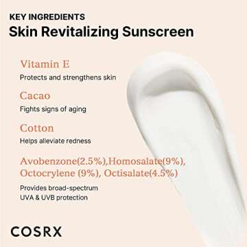 COSRX Vitamin E Vitalizing Face Sunscreen SPF 50, 1.69 fl oz, SPF Moisturizer, Lightweight under Makeup, Travel Essentials, Summer Essentials, Korean Skin Care, Korean Sunscreen for Face