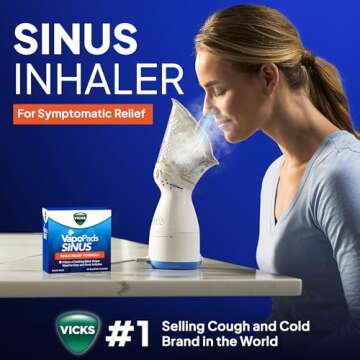 Vicks Sinus Inhaler - Personal Steam Inhaler for Sinus Relief, Allergies, Congestion, Cough & Colds, Facial Steamer, Soothes Nasal & Throat Passages, Use with VapoPads (1 Included), FSA & HSA Eligible