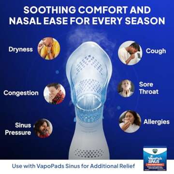 Vicks Sinus Inhaler - Personal Steam Inhaler for Sinus Relief, Allergies, Congestion, Cough & Colds, Facial Steamer, Soothes Nasal & Throat Passages, Use with VapoPads (1 Included), FSA & HSA Eligible