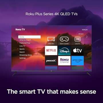 Roku Smart TV – 55-Inch Plus Series 4K QLED RokuTV with Roku Voice Remote Pro, Dolby Vision, Striking 4K Resolution, Automatic Brightness, & Seamless Streaming – Live Local News & Sports