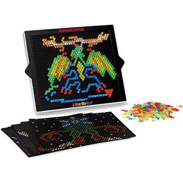 Lite Brite Stranger Things Special Edition - Best of 4 Seasons - Featuring Icons & Themes from The Netflix Series Includes High Definition Grid, 12 HD Templates, 650 Colorful Mini Pegs, Fans 14+, for 14-100 years