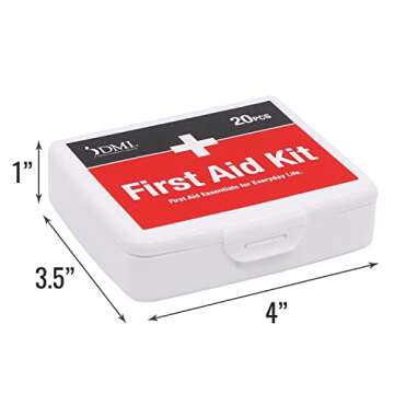 DMI Mini 20-Piece First-Aid Kit, All-Purpose Use for Minor Cuts and Scrapes, Durable Water-Resistant Case, Convenient and Portable, FSA & HSA Eligible