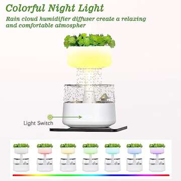 Essential Oil Diffusers, Aromatherapy Diffuser for Home, Grass Plants with Raining Artificial Night Light, Humidifiers for Bedroom, Water Drop Sound for Relaxing Sleeping Mood