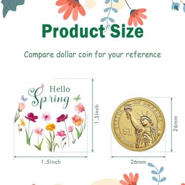 Louise Maelys 500 Pcs Spring Flowers Stickers Roll, 1.5 Inch Hello Spring Floral Holiday for Kids and Adult, Adhesive Decoration Round Labels for Baking Card Gift Envelope Craft Making