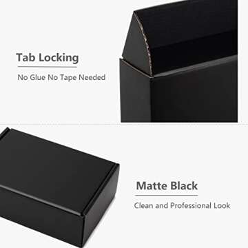 Timirog 6x4x2 Inches Small Black Shipping Boxes 25 Pack - Corrugated Cardboard Mailing Box for Small Business, Tab Locking Literature Mailer for Packing Jewelry Ornament Gift Craft Packaging Supplier