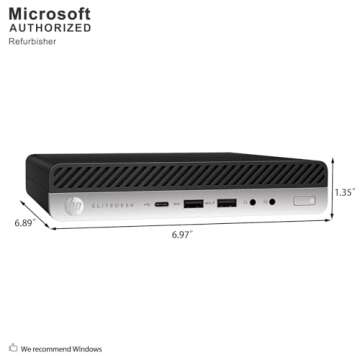 HP EliteDesk 800 G5 Mini i7 Desktop, 800G5 Micro Computer PC Core i7-9700, 16GB RAM, 512GB SSD, Wireless Keyboard, 4K Support, DP, WiFi, BT Windows 11 Pro (Renewed)