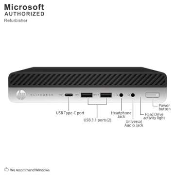 HP EliteDesk 800 G5 Mini i7 Desktop, 800G5 Micro Computer PC Core i7-9700, 16GB RAM, 512GB SSD, Wireless Keyboard, 4K Support, DP, WiFi, BT Windows 11 Pro (Renewed)