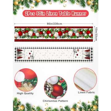 Festive TOYPOPOR Christmas Table Runner Set of 2 – 90in