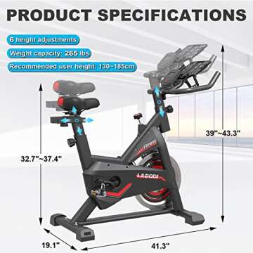 GOFLYSHINE Exercise Bikes Stationary,Exercise Bike for Home Indoor Cycling Bike for Home Cardio Gym,Workout Bike with pad Mount & LCD Monitor,Silent Belt Drive (Black with seat cover)