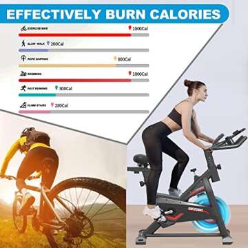 GOFLYSHINE Exercise Bikes Stationary,Exercise Bike for Home Indoor Cycling Bike for Home Cardio Gym,Workout Bike with pad Mount & LCD Monitor,Silent Belt Drive (Black with seat cover)