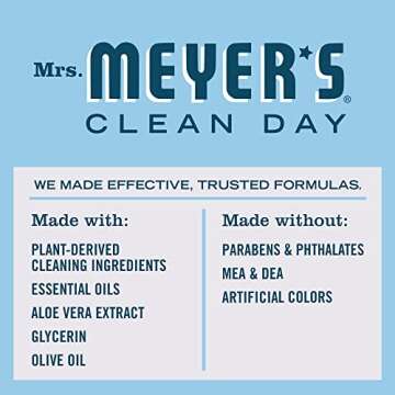 MRS. MEYER'S CLEAN DAY Hand Soap, Made with Essential Oils, Biodegradable Formula, Rain Water, 12.5 fl. oz