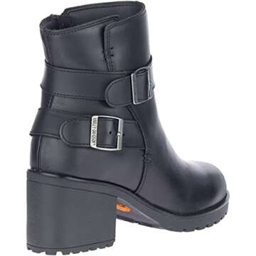 HARLEY-DAVIDSON FOOTWEAR Women's Lalanne Double Strap Motorcycle Boot, Black, 10