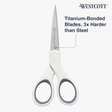 Westcott 5" Micro-Tip Fabric Scissors with Titanium-Bonded Blades - Ideal for Crafting, Sewing, and More