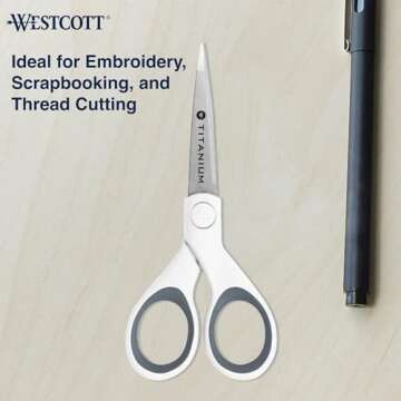 Westcott 5" Micro-Tip Fabric Scissors with Titanium-Bonded Blades - Ideal for Crafting, Sewing, and More