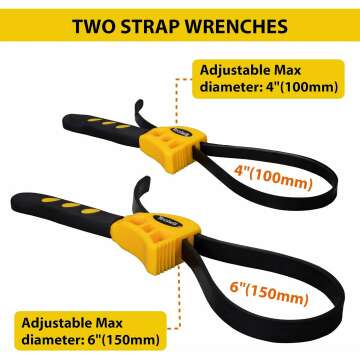 Toolwiz Strap Wrench Set - Adjustable Rubber Wrenches