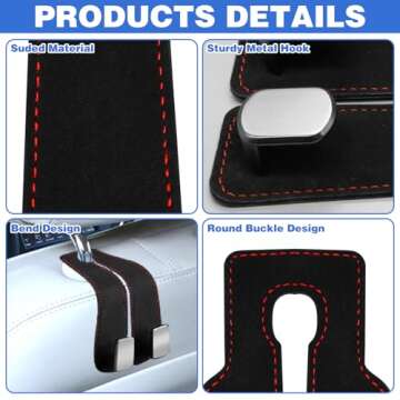 Car Headrest Hooks - Purse & Phone Holder Organizer