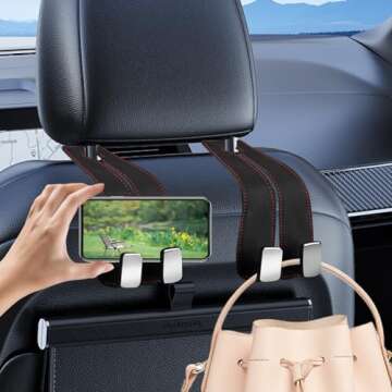 Car Headrest Hooks - Purse & Phone Holder Organizer