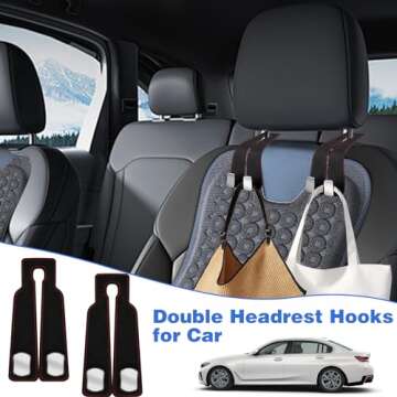 Car Headrest Hooks - Purse & Phone Holder Organizer