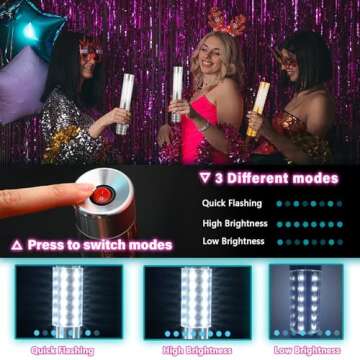 VYAOMLI 2 PCS LED Strobe Baton Lights Bottle Service Rechargeable Light, Reusable Handheld Champagne Bottle Light Topper for Party Nightclub Bar Wedding Concert Festival Activity (Silver, 2 Pack)