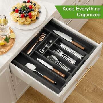 Bamboo Expandable Drawer Organizer for Utensils