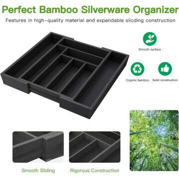 Bamboo Expandable Drawer Organizer for Utensils