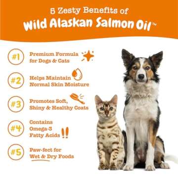 Wild Alaskan Salmon Oil for Dogs & Cats - Omega 3 Skin & Coat Support - Liquid Food Supplement for Pets - Natural EPA + DHA Fatty Acids for Joint Function, Immune & Heart Health 8.5oz