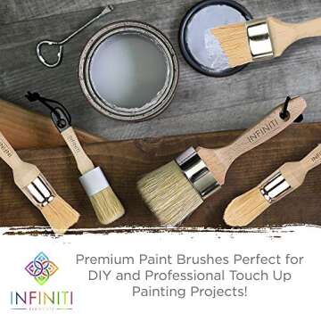 Professional Chalk and Wax Paint Brush 5PC Master Set!!!! Large DIY Painting and Waxing Tool | Smooth, Natural Bristles | Folk Art, Home Décor, Wood Projects, Furniture, Stencils | Reusable