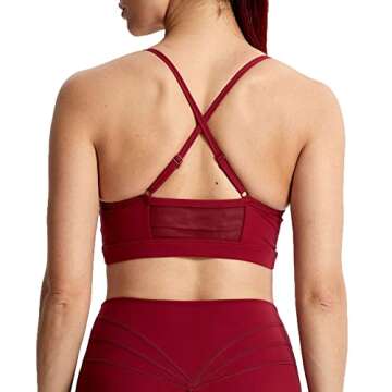 Aoxjox Sports Bras for Women Workout Fitness Ruched Training Baddie Cross Back Yoga Crop Tank Top (Rumba Red, Medium)