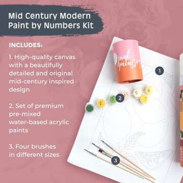 Pink Picasso Kits Mid Century Modern Paint by Number for Kids Ages 5-12 | DIY Beginners Kids Craft Kit Acrylic Paint Canvas Painting Kits as Seen On Shark Tank | (Be Zesty) 8x10-Paint Kit Set