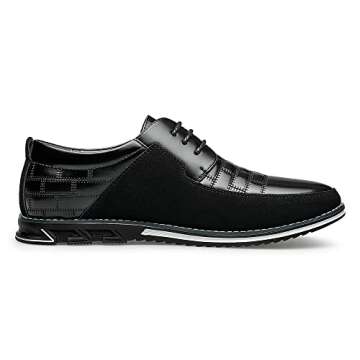 Men's Dress Shoes Wide Width, Comfort Dress Sneakers Men Fashion Business Casual Oxford Shoes Soft Loafers Derby Shoe for Office Working Driving Walking Black, 13