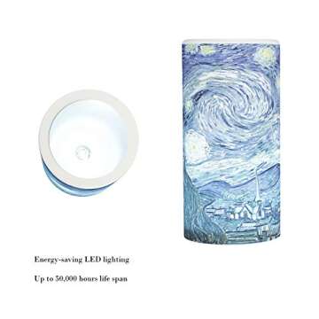 Flameless Candle - Van Gogh Starry Night Battery Operated LED Candle with Remote and Flickering Light - Candles for Home Décor by Lavish Home