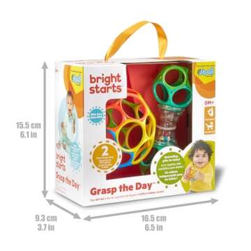 Bright Starts Easy-Grasp Oball Bundle Gift Set - Engaging Ball and Rattle for Newborns