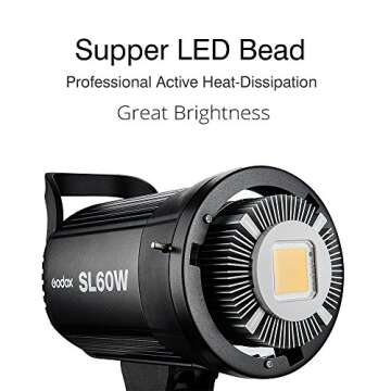 Godox SL-60W, Upgrade Version LED Video Light,CRI95+ Qa>90 5600±300K Bowens Mount Led Continuous Video Light, 433MHz Grouping System