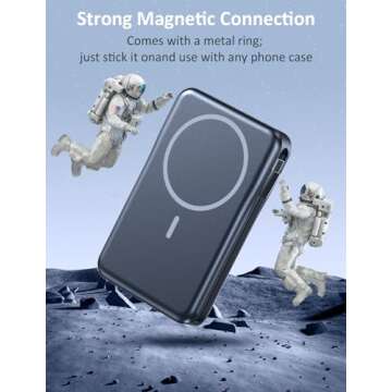 for Magsafe Battery Pack, Magnetic Portable Charger with Built in Cable, 10000mAh Power Bank, 20W Fast Charging Slim Travel Essential Battery Pack with LED Display, Compatible with iPhone 16/15/14/13