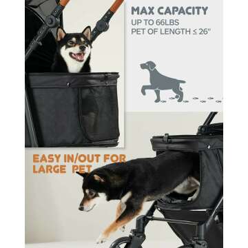 Medium Pet Stroller for Dogs & Cats Up to 66lbs