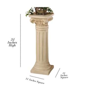 Touch of Class Classic Column Pedestal - Antique Ivory - Indoor, Outdoor - Made of Resin with Fiberglass - Roman Pillars for Table Sculptures, Statues, Vase, Garden