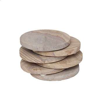 GoCraft Sandstone Absorbent Coasters | Natural Yellow Sandstone Round Coasters for Your Drinks, Beverages & Wine/Bar Glasses (Set of 6)