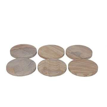 GoCraft Sandstone Absorbent Coasters | Natural Yellow Sandstone Round Coasters for Your Drinks, Beverages & Wine/Bar Glasses (Set of 6)