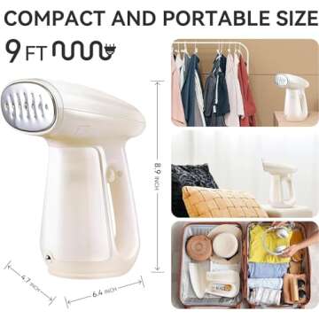 Bear Steamer for Clothes, Handheld Clothes Steamer,1300W Strong Power Garment Steamer with 230ml Tank,Fast Heat-up, Auto-Off, Steam Iron Fabric Wrinkle Remover with Brush for Home and Travel