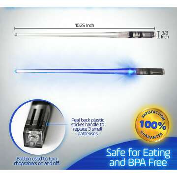 LED Lightsaber Chopsticks - Glowing Blue Pair