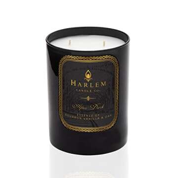 Harlem Candle Co. After Dark Luxury Candle, 11 oz Black Glass Jar, Double Wick, Soy Wax, Gift Box, Bergamot, Saffron, Papyrus, Oak and Sweet Heliotrope, 80 Hour Burn