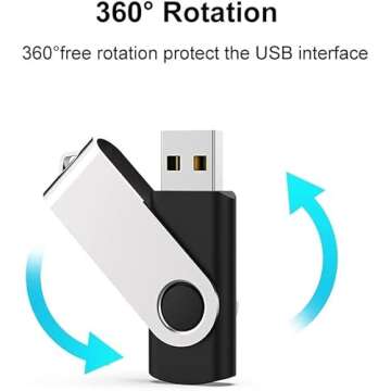 JUANWE 64GB USB Flash Drives 2 Pack Thumb Drives USB 2.0 Jump Drive Swivel USB Memory Stick Keychain Design, with LED Indicator, Black