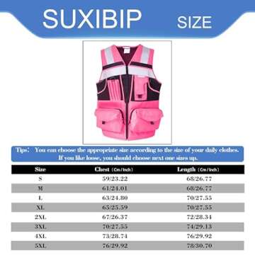 ZUJA 3M Reflective stripes Safety Vest Hi-vis Pink knitted Vest with 10 pockets Bright Construction Workwear for men and women. (Pink, Extra Large)