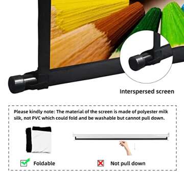 Projector Screen with Stand, Towond 100 inch Indoor Outdoor Projection Screen, Portable 16:9 4K HD Movie Screen with Carry Bag Wrinkle-Free Design for Home Theater Backyard Cinema