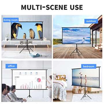 Projector Screen with Stand, Towond 100 inch Indoor Outdoor Projection Screen, Portable 16:9 4K HD Movie Screen with Carry Bag Wrinkle-Free Design for Home Theater Backyard Cinema