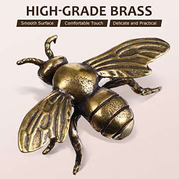 2pcs Gold Bee Figurines Brass Animal Insects Figurines Statue Feng Shui Sculpture Toys Gold Desk Home Indoor Decorative Collectible or Elders