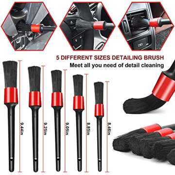 SJPLZQC 18Pcs Car Detailing Kit, Car Detailing Brush Set, Auto Detailing Drill Brush Set, Car Detailing Brushes, Car Wash Kit, Car Accessories, Car Cleaning Tools Kit for Interior, Exterior, Wheels