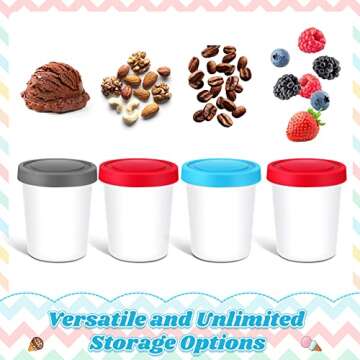 Nuanchu 18 Pieces Reusable Ice Cream Containers with Lids 6 oz Freezer Storage Tubs Kitchen Freezer Containers Accessories Food Dessert Containers Treat Reusable Yogurt Cups for Home Supplies