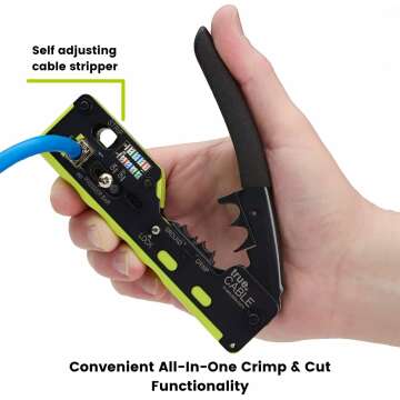 trueCABLE All-In-One Pass Through RJ45 Crimp Tool, Works with Cat5e, Cat6, Cat6A Ethernet RJ45 Connectors, Shielded & Unshielded Standard Modular Plugs, Ethernet Crimping Tool, RJ45 Crimper