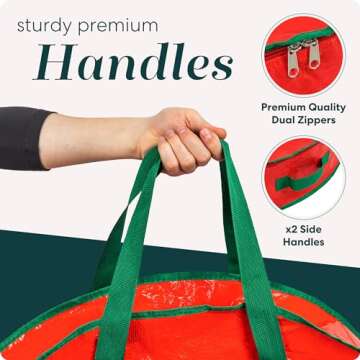 Handy Laundry Christmas Wreath Storage Bag - 2-PACK - Durable, Tarp Material, Zipper, Sturdy Carry Handle, Dust, Pest Protection - Ideal Home, Garage Organization for Holiday Wreath Decoration. (30")